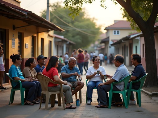 Evening terere circle in a neighborhood plaza in Fernando de la Mora