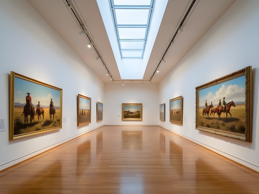 Interior gallery of CM Russell Museum in Great Falls Montana showcasing Western art