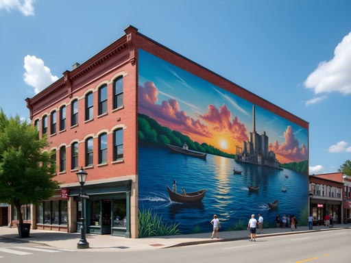 Colorful street mural in Green Bay's Broadway District