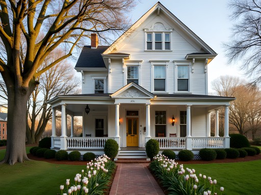 Historic Victorian Magnolia House Inn in Hampton with spring garden