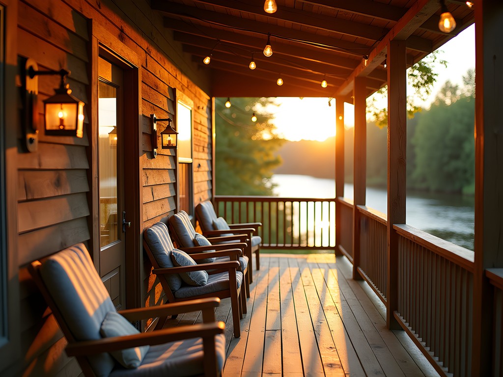 Cozy riverside cabin at sunset in Hudson, New Hampshire