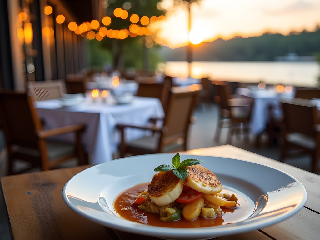 Outdoor riverside dining in Hudson, New Hampshire