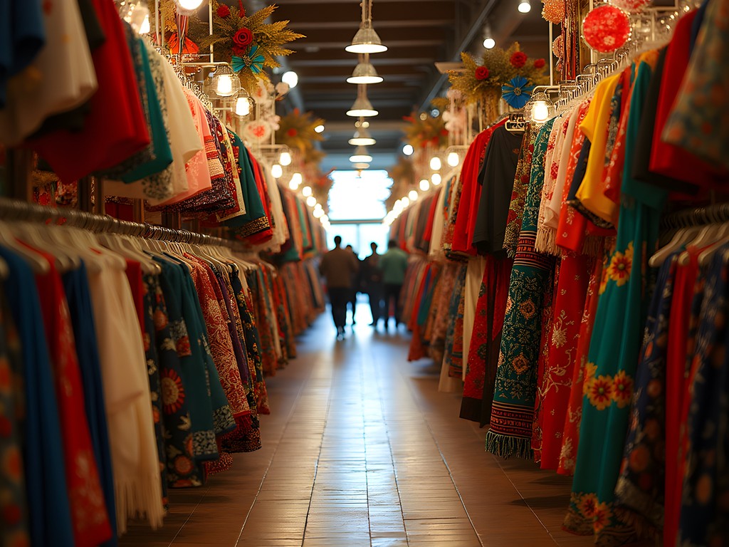 Colorful display of traditional Mexican crafts and textiles at El Centro de Laredo marketplace