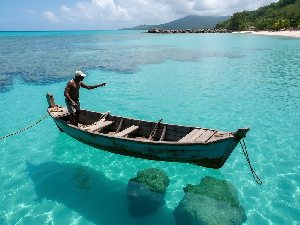 Snorkeling experience with local fisherman Captain Morris off Antigua's coast near Liberta