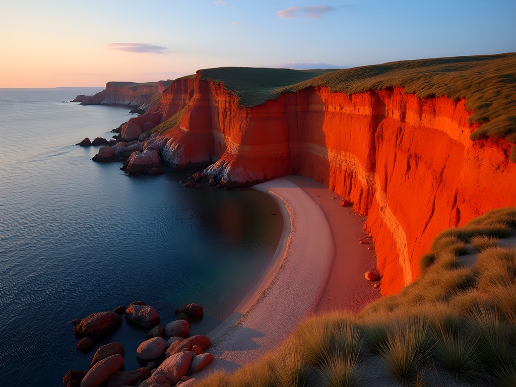 Colorful clay cliffs at Aquinnah, Martha's Vineyard during sunset in fall