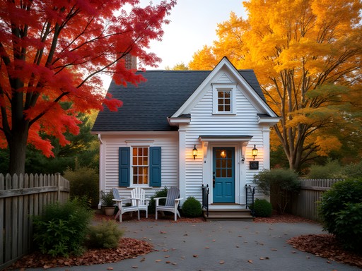 Charming small cottage rental in Vineyard Haven surrounded by fall foliage