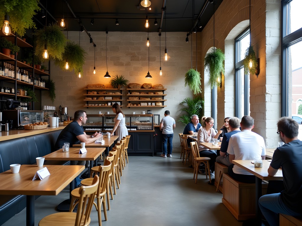 Digital nomad working from historic café in Fremantle, Perth