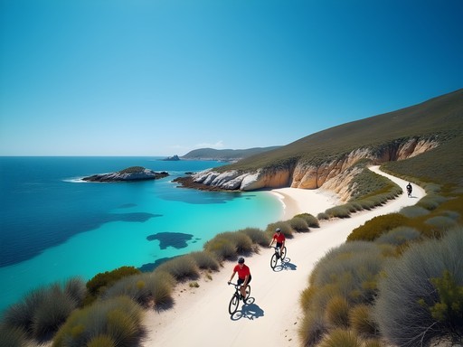 Coastal cycling path on Rottnest Island near Perth