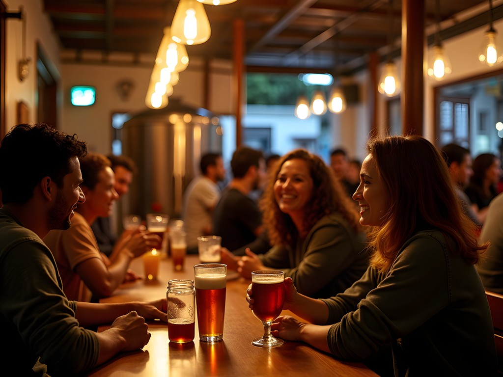 Craft beer bar in Porto Alegre's Distrito Cervejeiro with locals socializing