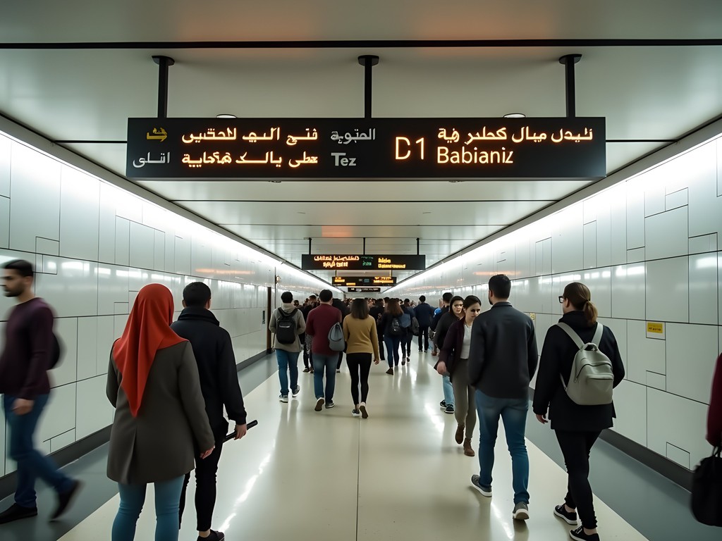 Tehran's modern metro system with clear signage in Farsi and English