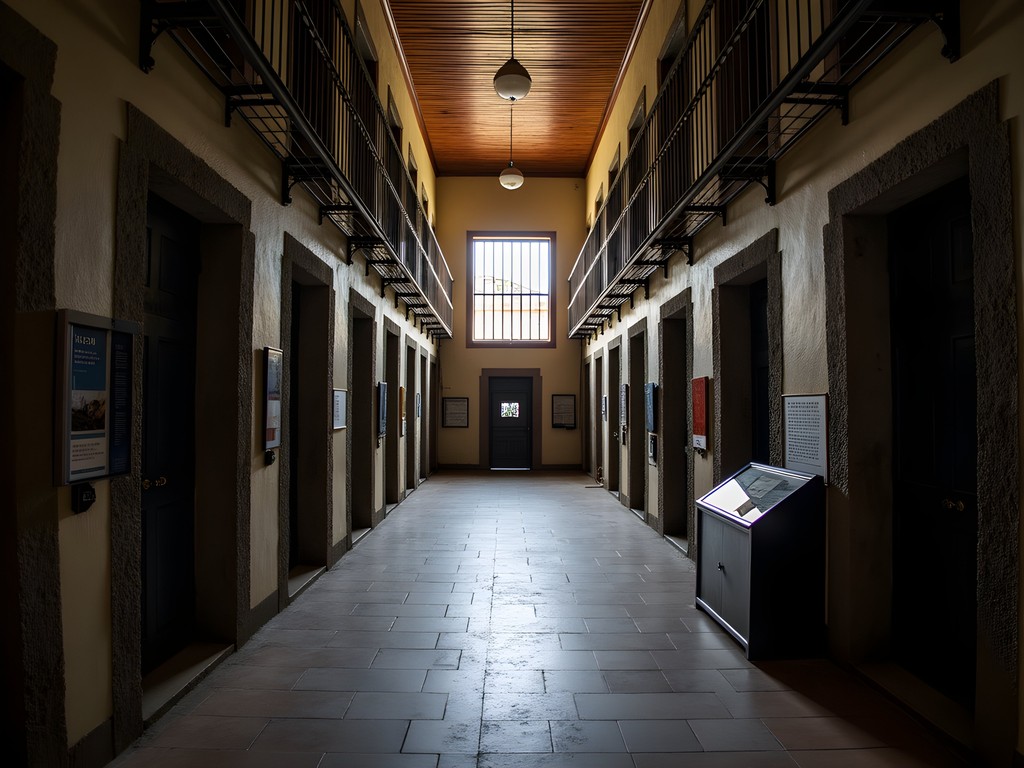 Historic corridor in Ushuaia's former prison, now maritime museum