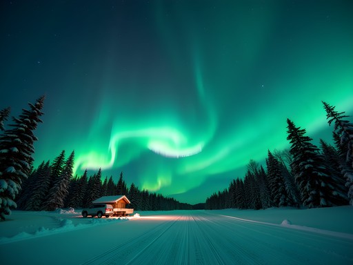 Northern Lights over Ingraham Trail viewpoint near Yellowknife