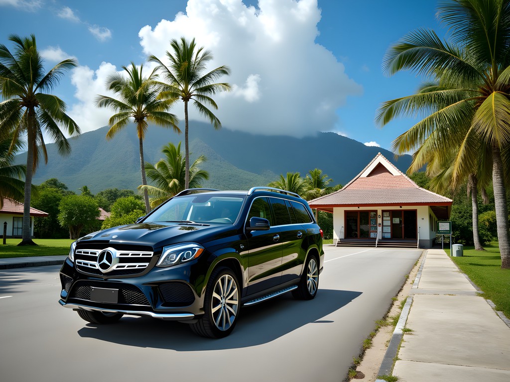 Luxury transfer vehicle waiting at Roman Tmetuchl International Airport in Airai, Palau