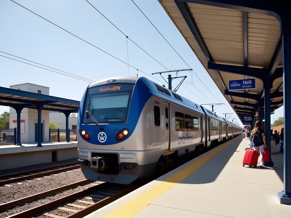 Trinity Railway Express train at CentrePort/DFW Airport Station