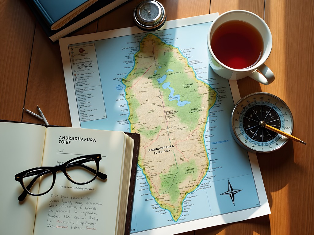 Travel planning materials for Sri Lanka journey including maps and guidebooks