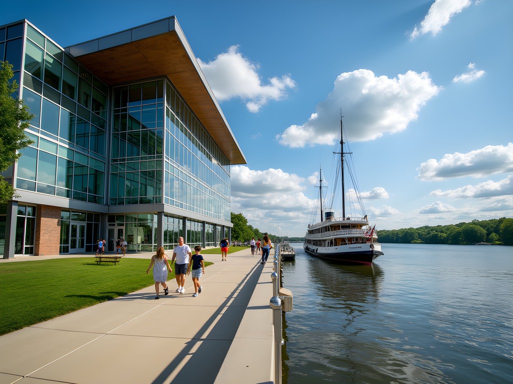 National Mississippi River Museum overlooking Mississippi River in Dubuque Iowa