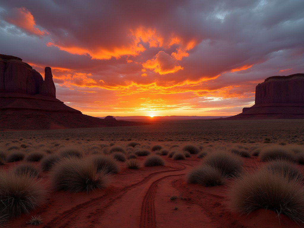 Sunset over Farmington, New Mexico with dramatic desert landscape