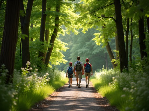 Family hiking on trails in Pennyrile Forest State Resort Park near Hopkinsville