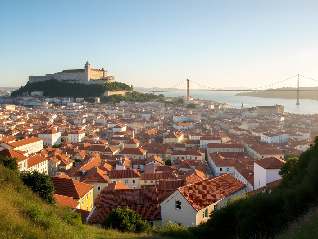 Panoramic view of Lisbon's seven hills from Miradouro da Senhora do Monte viewpoint