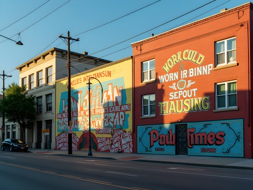 Colorful street art murals in Los Angeles Arts District near Metro station
