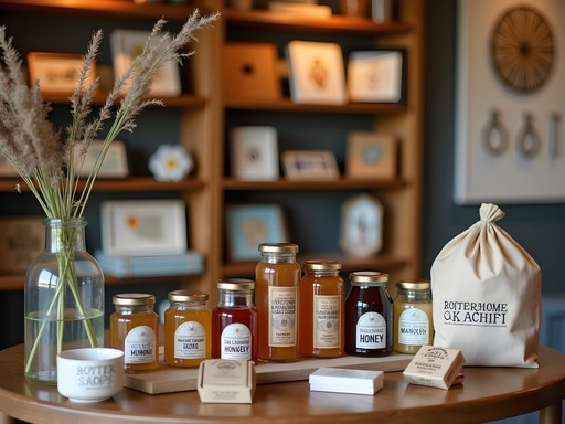 Display of locally made Oklahoma souvenirs and gifts at boutique shop