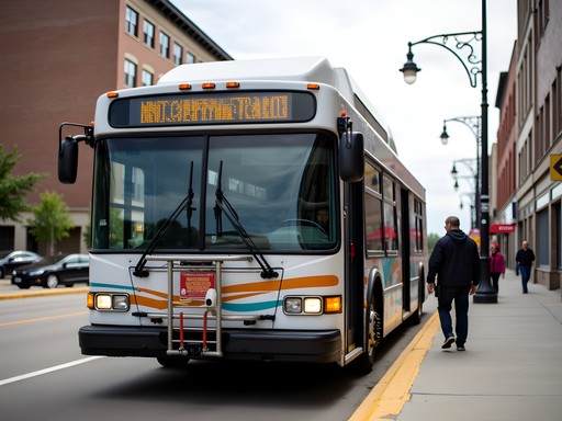 Minot City Transit bus at downtown transfer station
