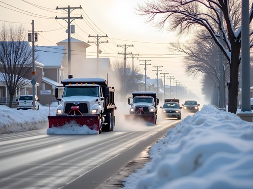 Snow removal operations on Minot streets after heavy snowfall