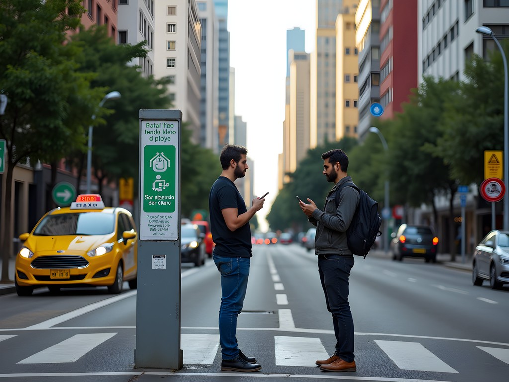 Rideshare pickup zone in downtown Porto Alegre