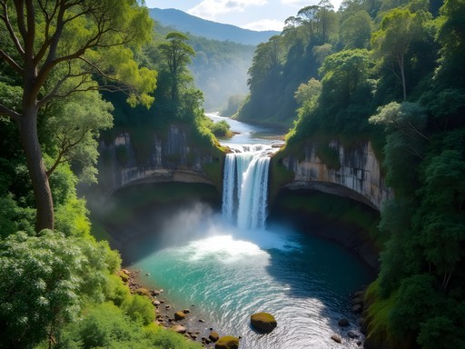 Millaa Millaa waterfall in Atherton Tablelands with lush rainforest surroundings