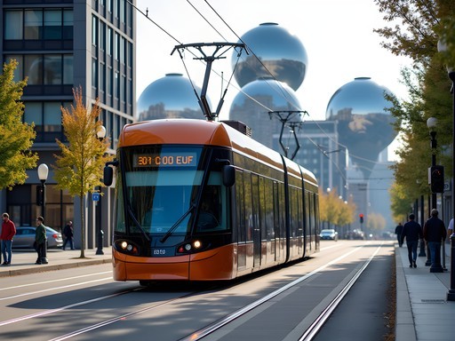 South Lake Union Streetcar with Amazon Spheres visible in background