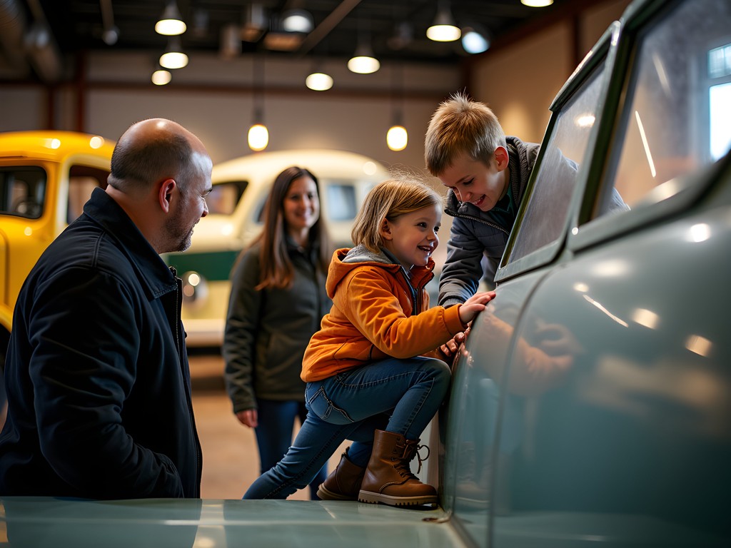 Family exploring vintage aircraft cockpit at Mid America Museum of Aviation and Transportation