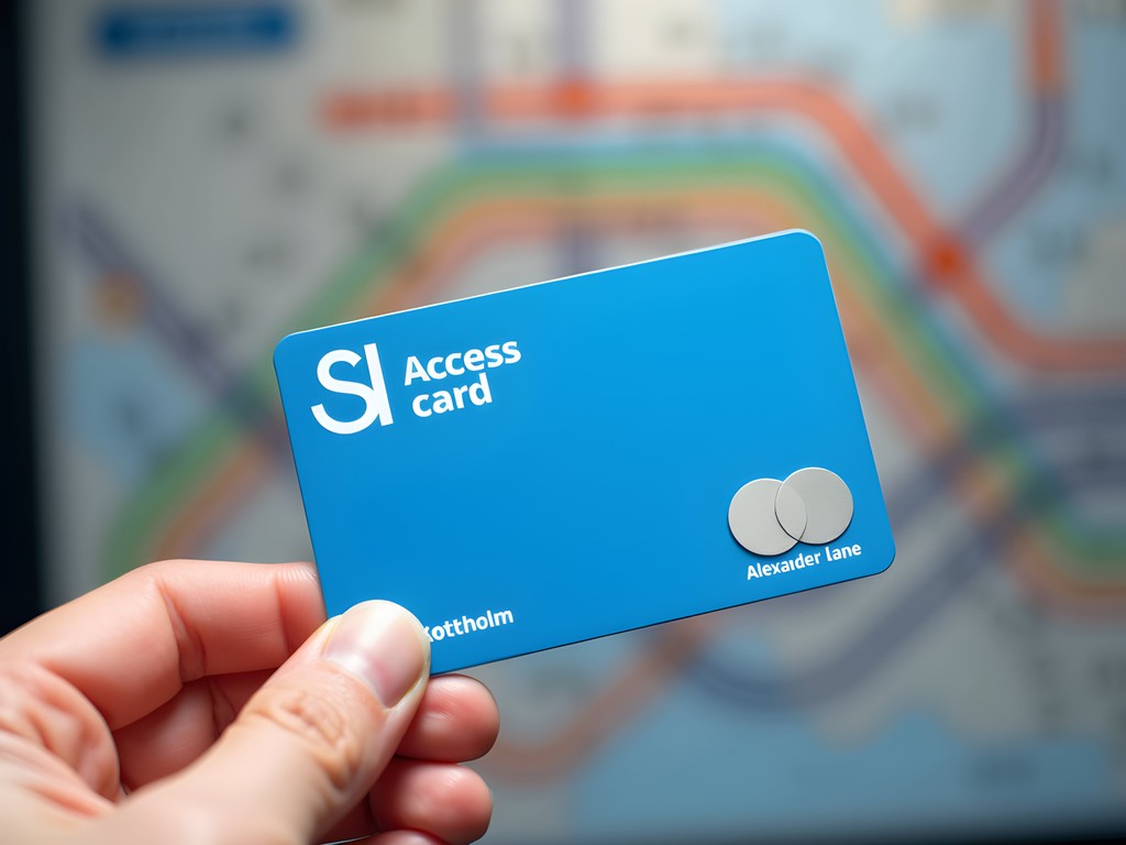 SL Access card with Stockholm metro map in background