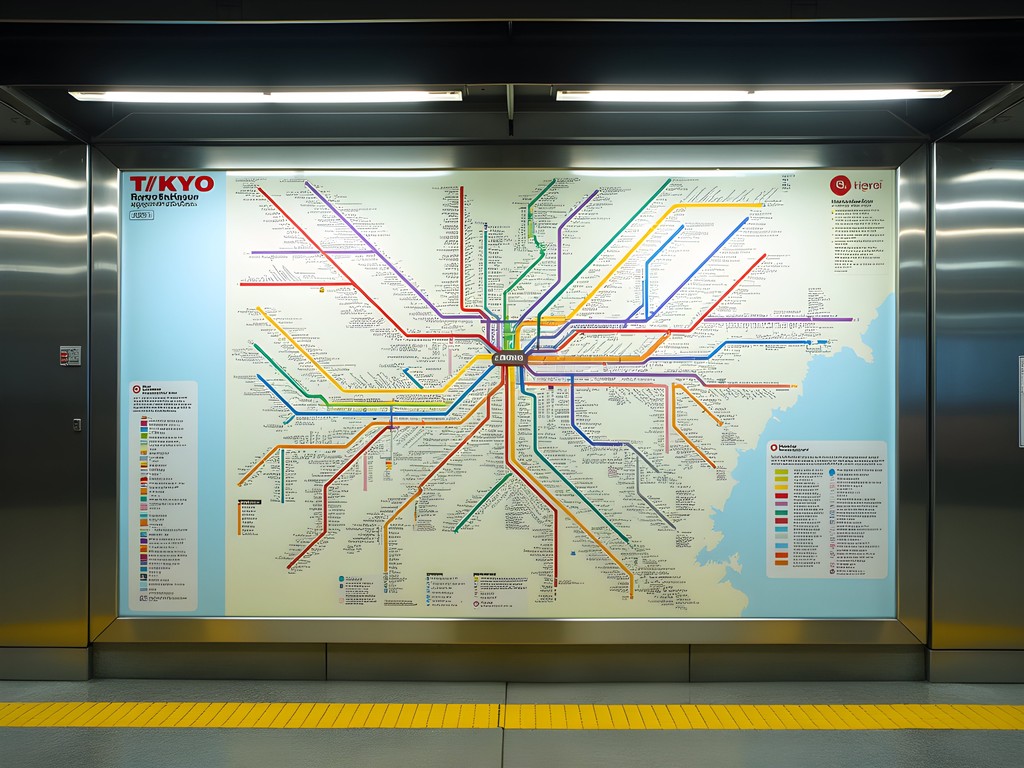 Colorful Tokyo metro map showing interconnected subway lines