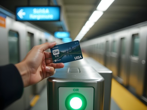 Hand tapping Suica card at Tokyo metro station gate