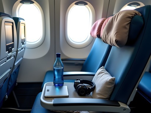 Comfortable seat arrangement on long-haul flight to Delhi