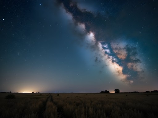 Brilliant Milky Way galaxy over North Dakota prairie landscape near Wahpeton