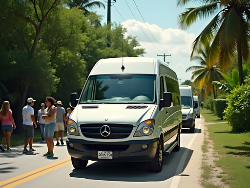 White colectivo van on Yucatan Peninsula highway