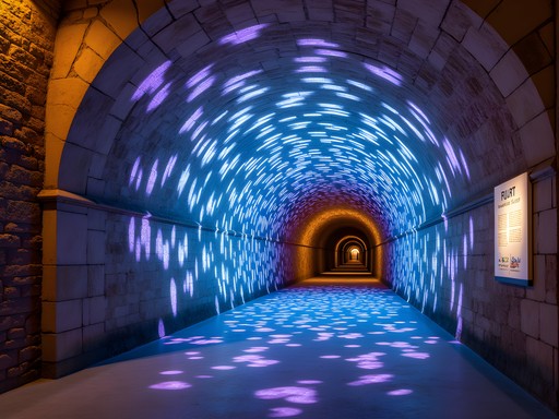 Atmospheric light installation in historic Treasury Tunnels beneath Adelaide