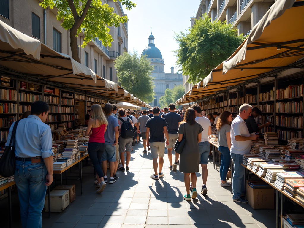 Sunday book market outside Mercat de Sant Antoni in Barcelona