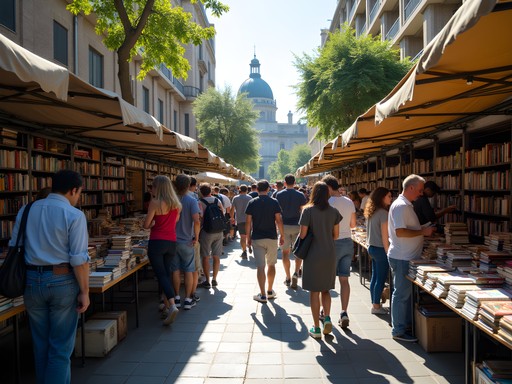 Sunday book market outside Mercat de Sant Antoni in Barcelona