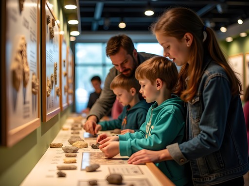 Family exploring interactive exhibits at Delaware Museum of Natural History in Bear