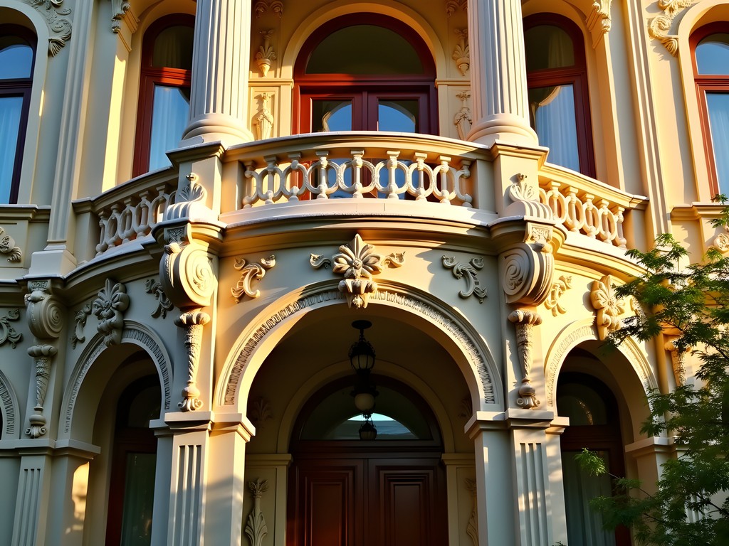 Ornate Jugendstil villa facade in Berlin's Westend district showing Art Nouveau architectural details