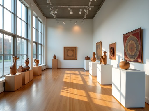 Interior of Fuller Craft Museum in Brockton showing contemporary craft exhibition