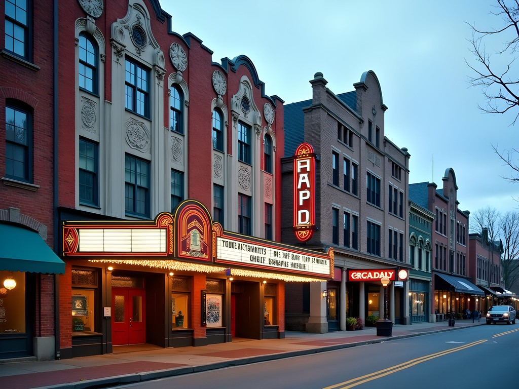 Art Deco building facades on Main Street in downtown Brockton Massachusetts