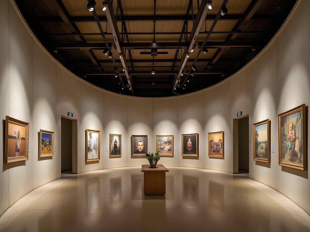 Interior of The Tanks Arts Centre showing converted WWII oil tank with art exhibition