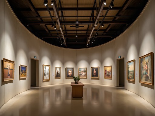 Interior of The Tanks Arts Centre showing converted WWII oil tank with art exhibition