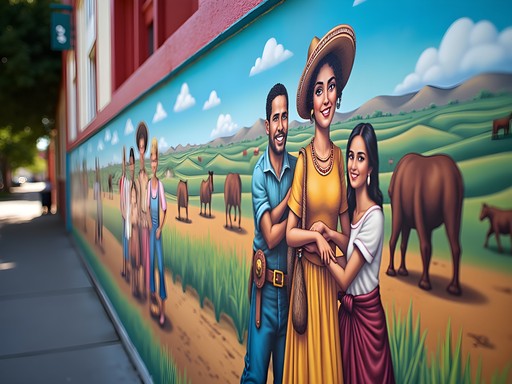 Colorful Hispanic heritage mural in downtown Caldwell