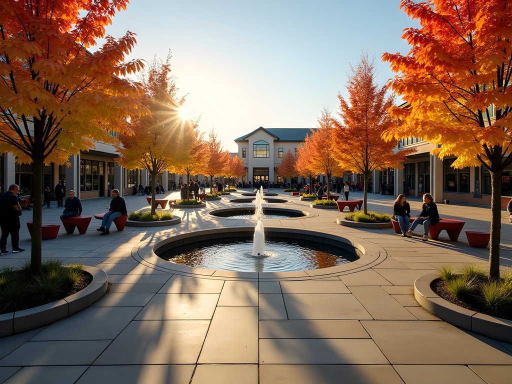 Indian Creek Plaza in Caldwell during fall with colorful autumn leaves