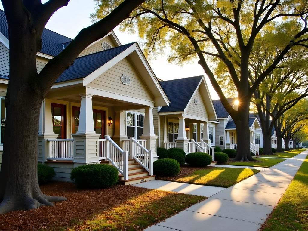 Historic bungalows with front porches in Cottontown neighborhood of Columbia SC