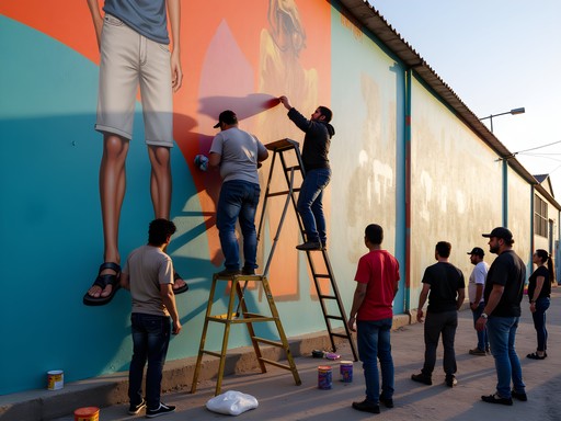 Local artists creating a new community mural in San Vicente neighborhood